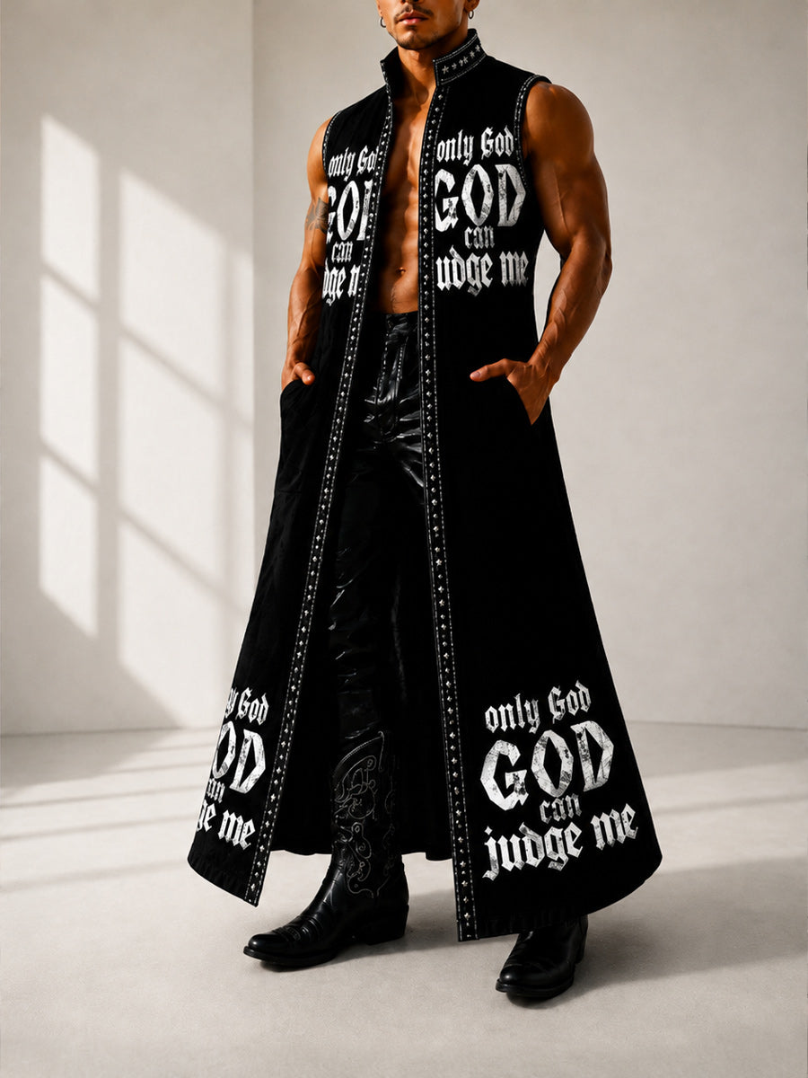 Western Style Faith Art Casual Sleeveless Stand Collar Shirt Outerwear
